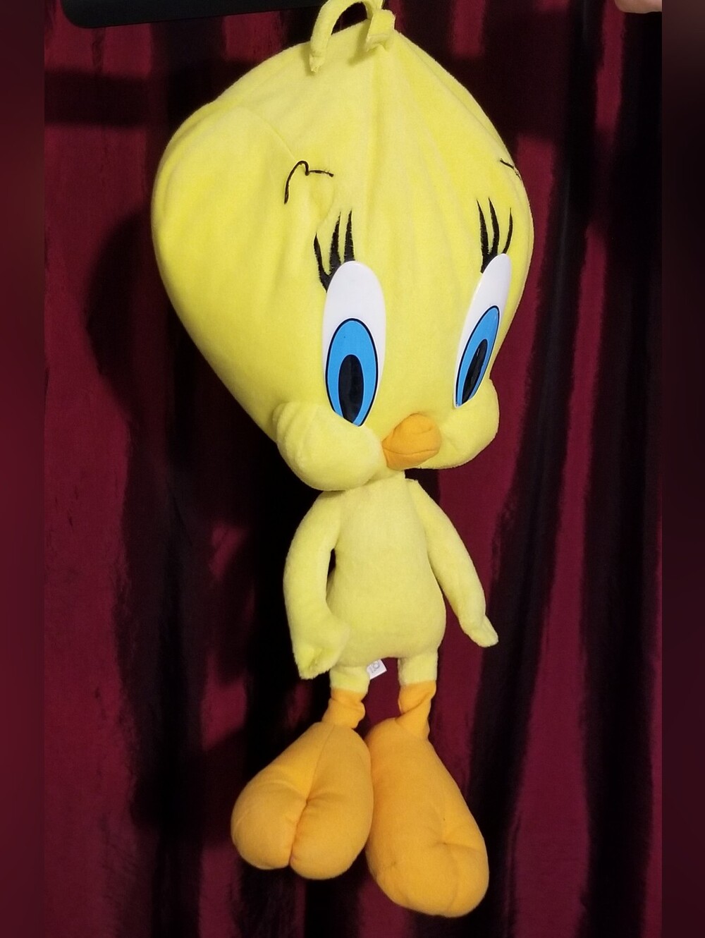 Vintage Warner Bros. Yellow Tweety Plush Toy with Blue Eyes and Orange Beak